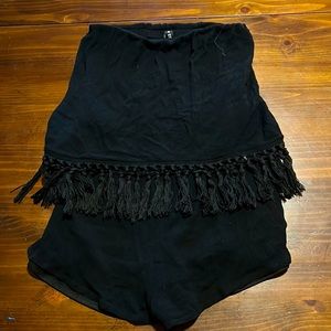 Design lab black tassel halter romper